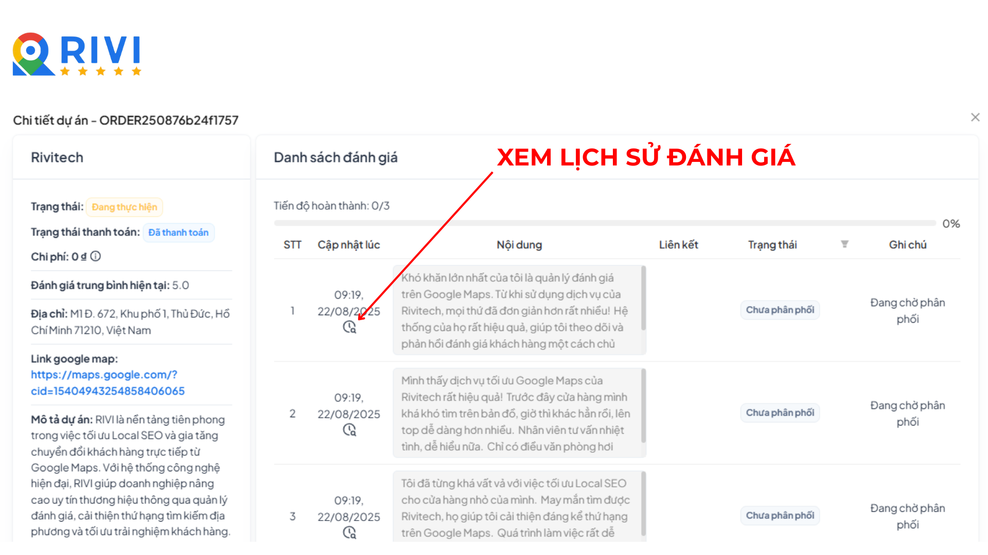 Xem lịch sử đánh giá