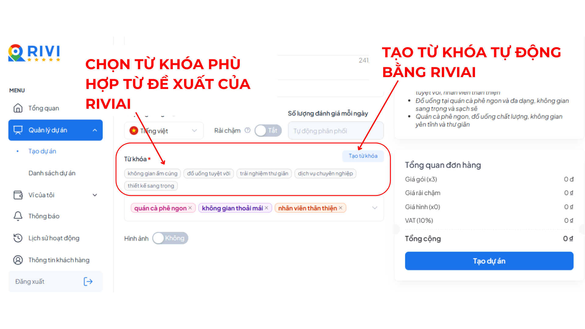 Tạo từ khóa tự động bằng RIVIAI