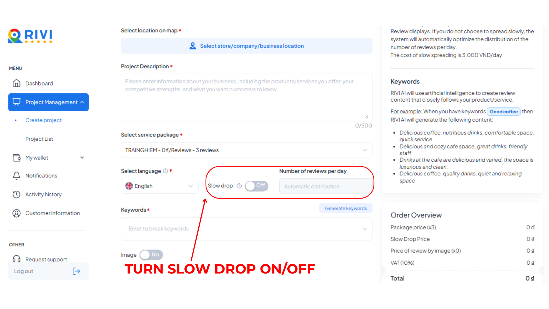 Turn Slow Drop on/off