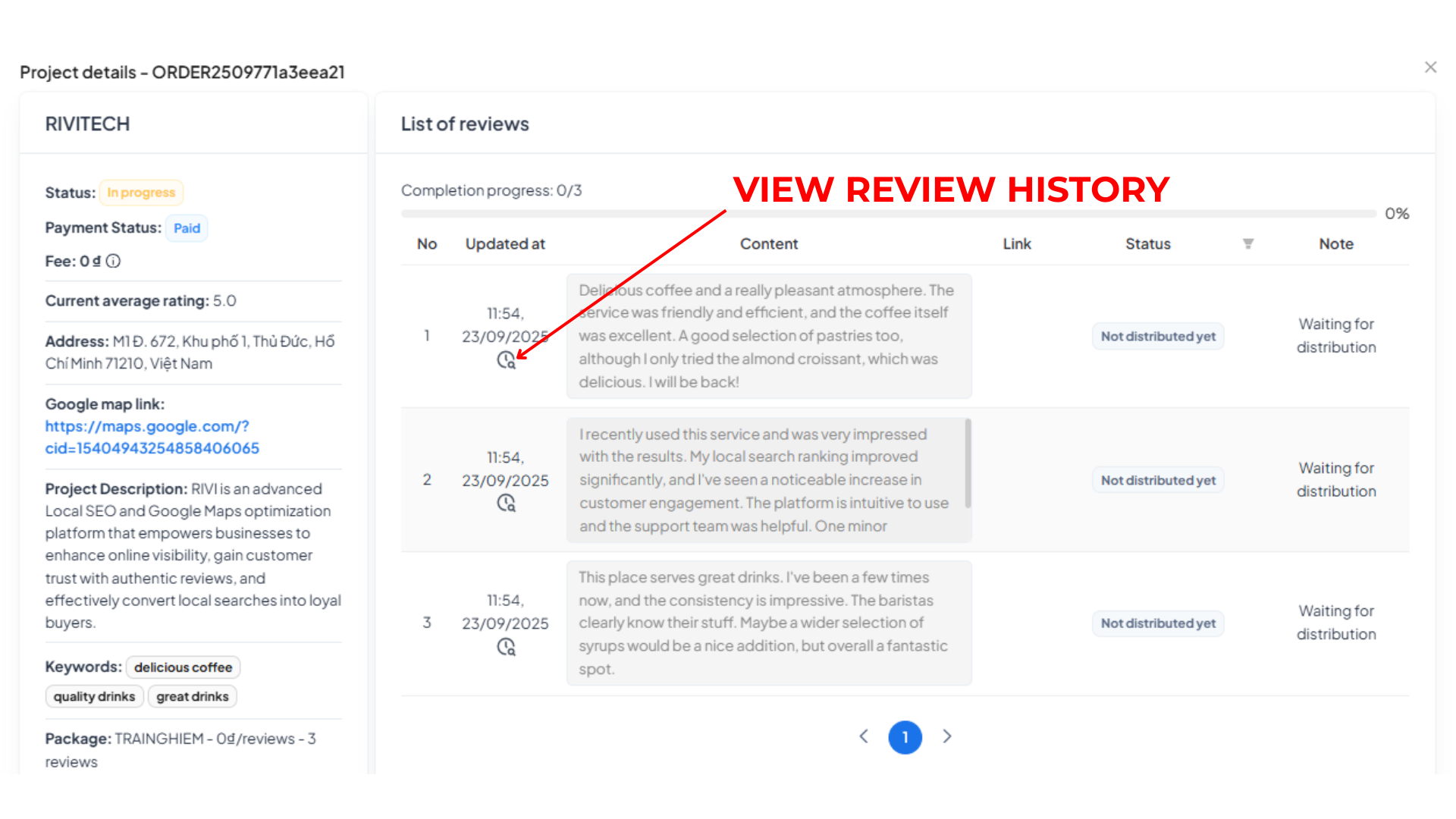 View review history