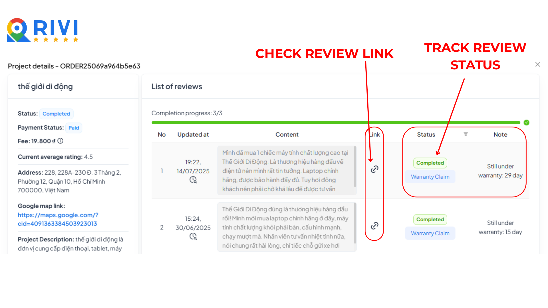 Monitor review status