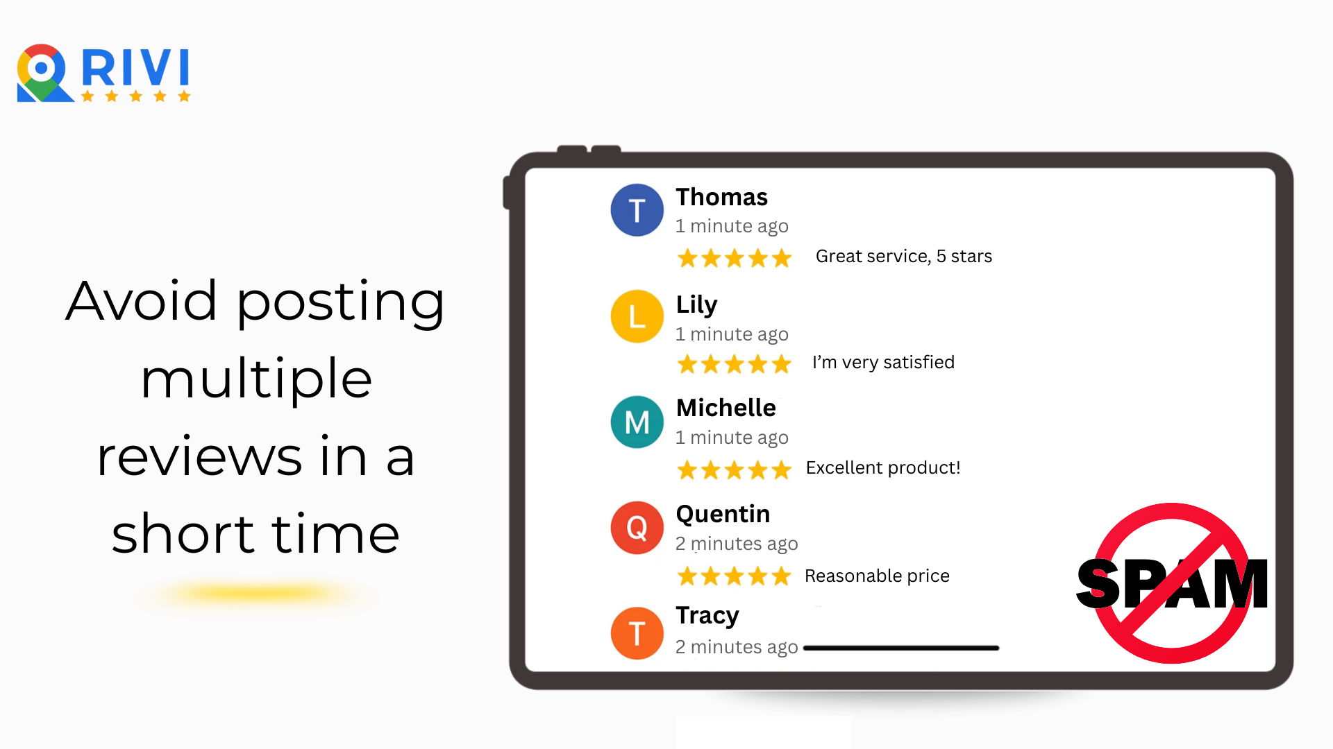 Avoid posting reviews continuously in a short time
