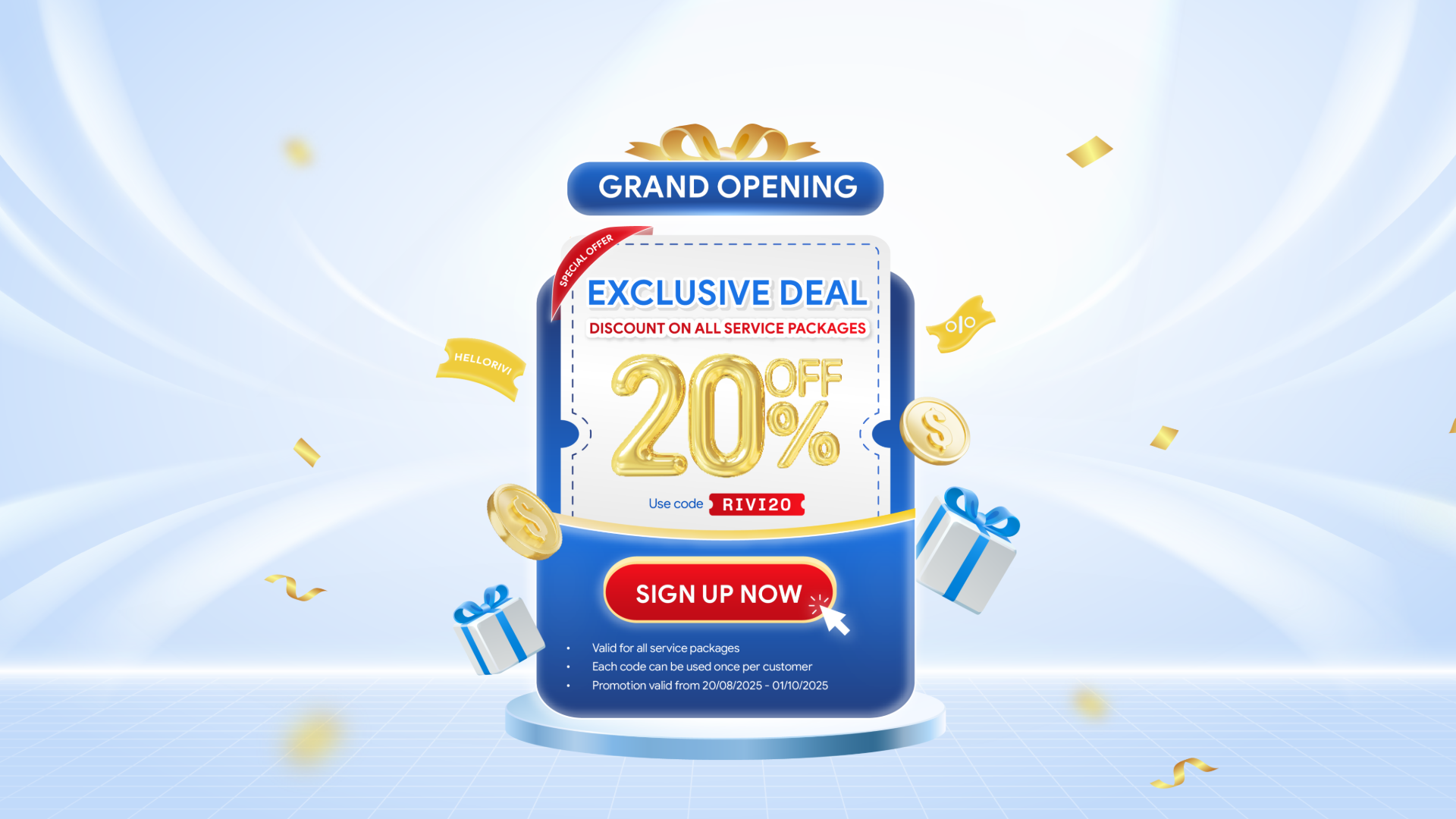 RIVI grand opening offer: 20% off